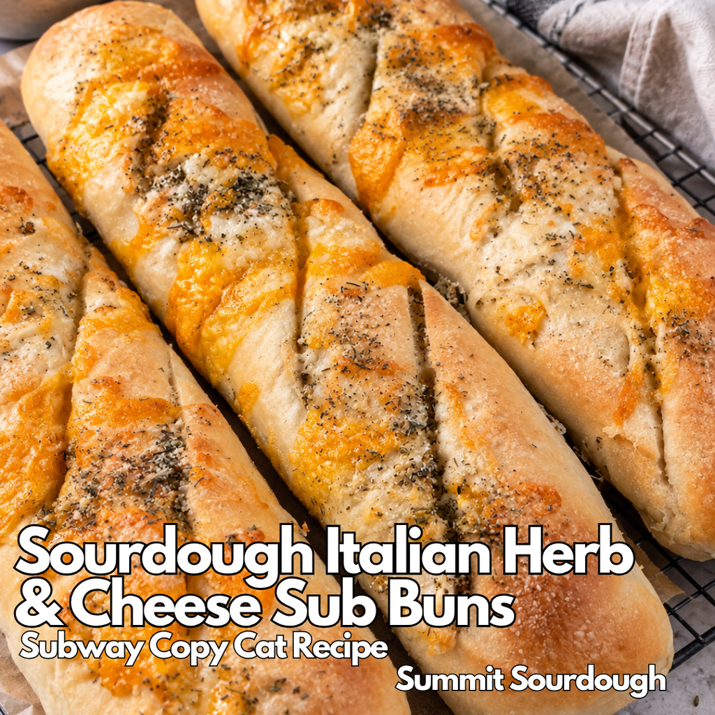  Recipe Freshly baked sourdough Italian herb and cheese sub buns, a Subway bread copycat recipe made with parmesan, oregano, parsley, and garlic for homemade sandwich rolls.