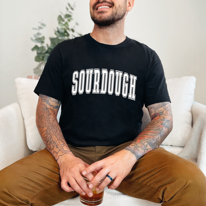 DISCONTINUED - Sourdough Varsity Print Tee - Sourdough Unisex Tee