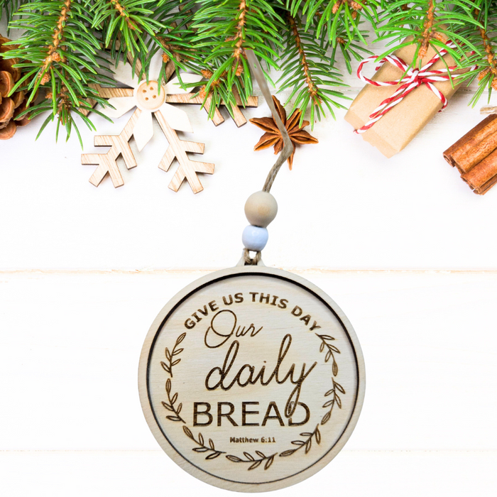 Give Us This Day Our Daily Bread Matthew 6:11 Christmas Ornament Round