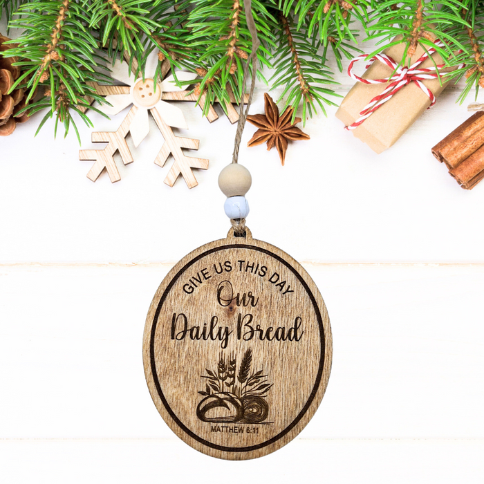 Give Us This Day Our Daily Bread Matthew 6:11 Christmas Ornament Oval