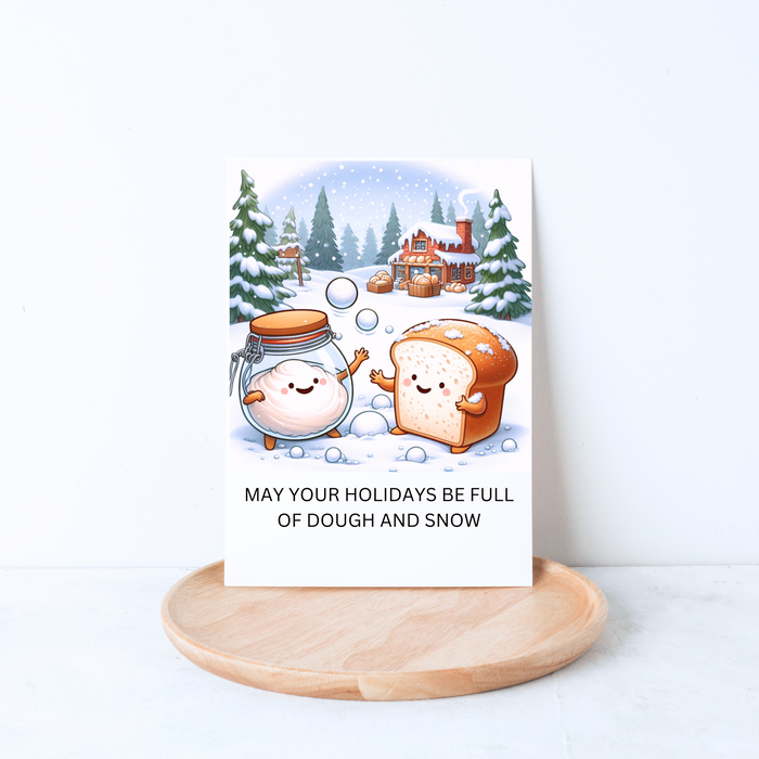 Bread Pun Greeting Card by Summit Sourdough Dough and Snow Holiday Card | Blank Inside