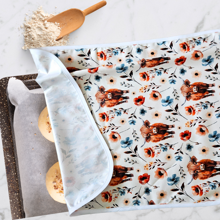 Reusable XL proofing cover with scenic mountain print, ideal for sourdough baking and nature lovers.