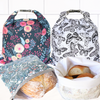 Eco-friendly reusable bread bags for sourdough loaves—machine washable fabric storage in multiple prints for zero-waste baking made in Canada.