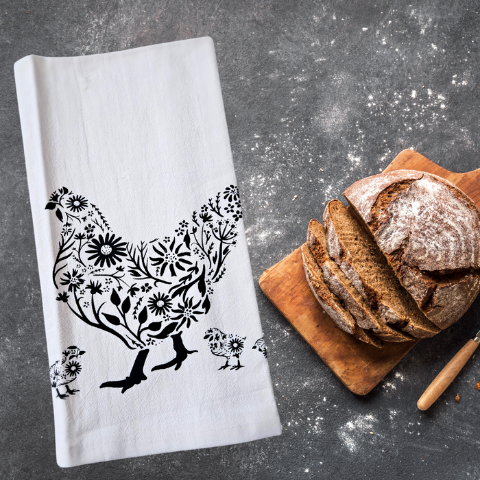 Organic Cotton Tea Towel -  Chicken