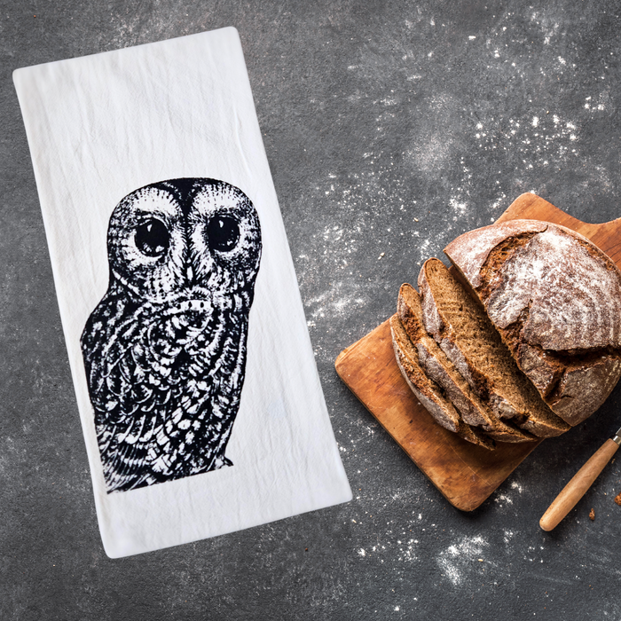 Organic Cotton Tea Towel -  Owl