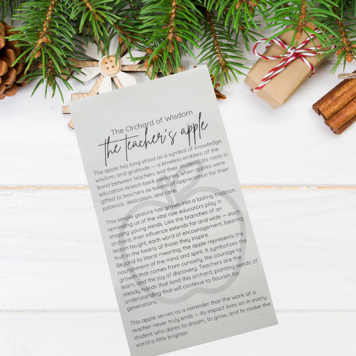 Red Acrylic Apple Christmas Ornament - Teacher Appreciation Gift with Story Card