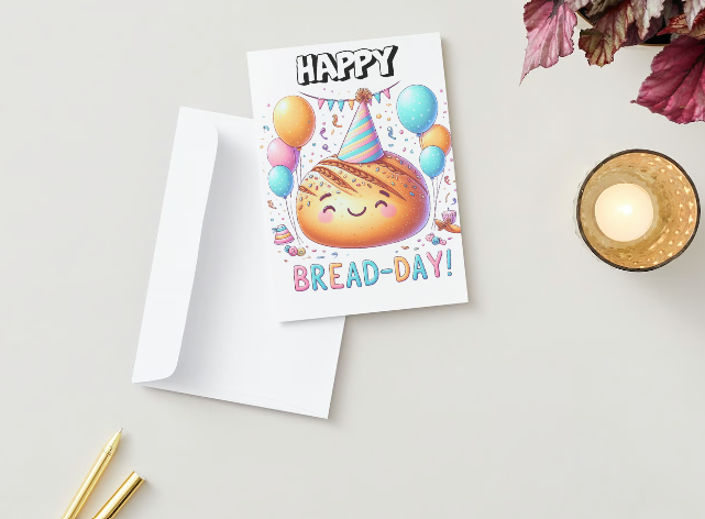 Bread Pun Greeting Card by Summit Sourdough - Happy Bread-Day | Funny Birthday Card | Blank Inside