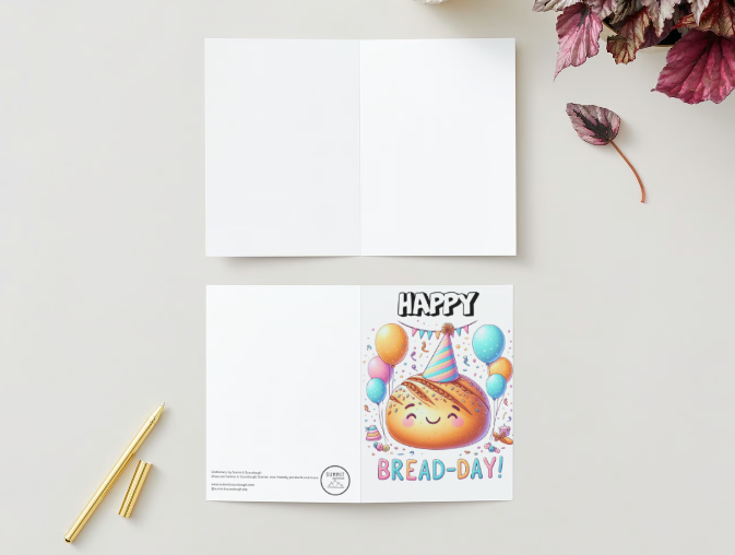 Bread Pun Greeting Card by Summit Sourdough - Happy Bread-Day | Funny Birthday Card | Blank Inside
