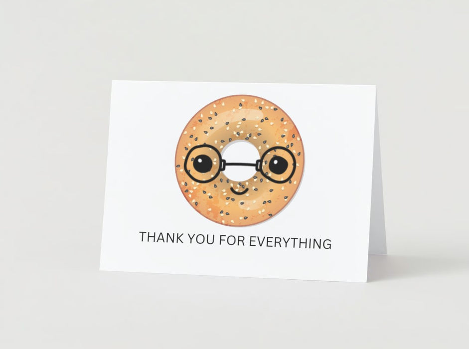 Bread Pun Greeting Card by Summit Sourdough - Thank You for Everything Bagel | Blank Inside