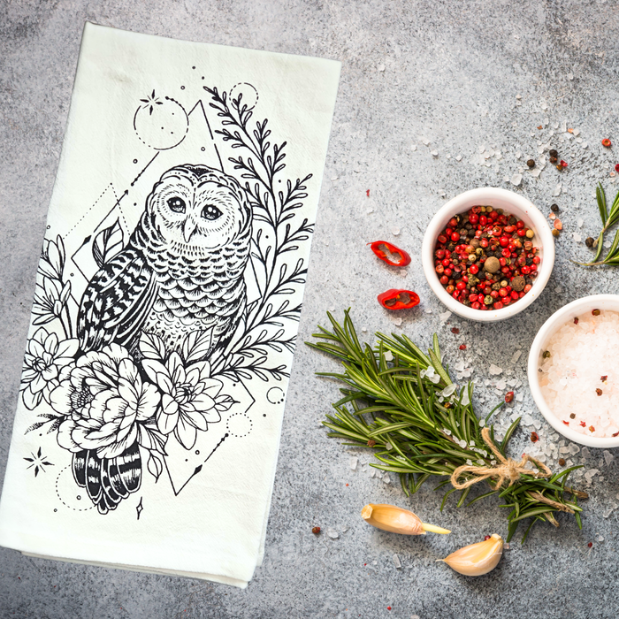 Organic Cotton Tea Towel -  Owl