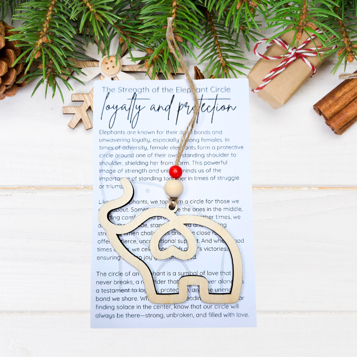 Wooden Elephant Circle Christmas Ornament - A Symbol of Sisterhood / Friendship and Unbreakable Bonds