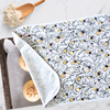 Reusable XL proofing cover with minimalist black and white line-drawn floral design, perfect for sourdough baking and proofing all your kitchen essentials