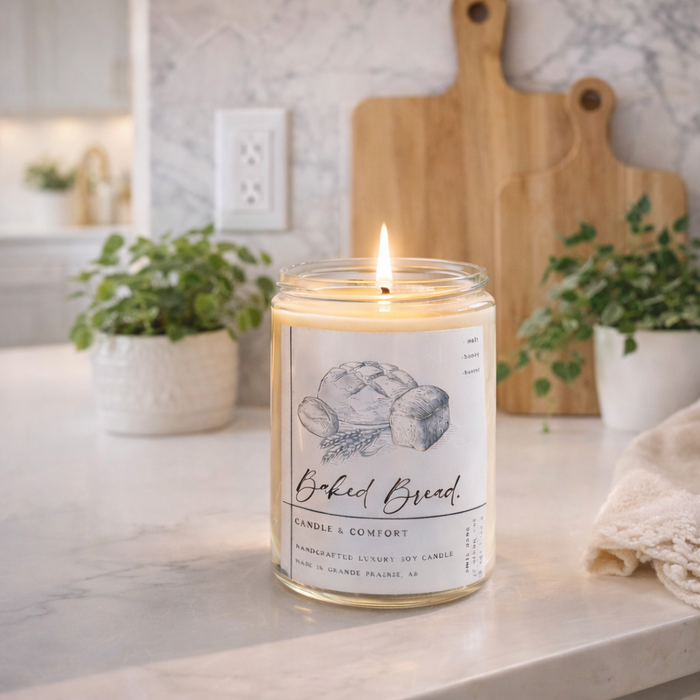 Lit sourdough bread candle