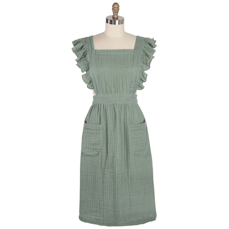 Danica Heirloom Ada homesteading apron in Willow green cotton