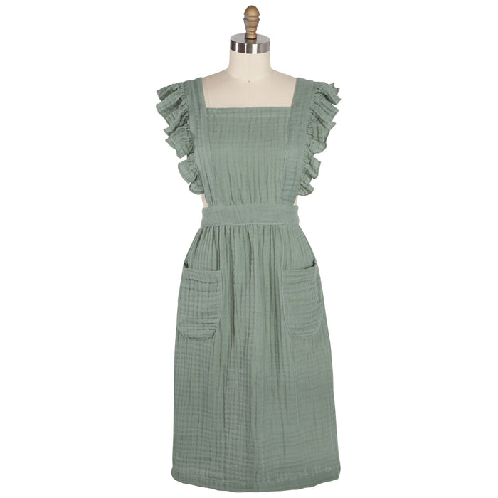 Danica Heirloom Ada homesteading apron in Willow green cotton