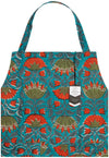 Close-up of the Danica Heirloom Allure hand block print cotton fabric showcasing the artisan floral pattern. For Baking. cooking and making bread.