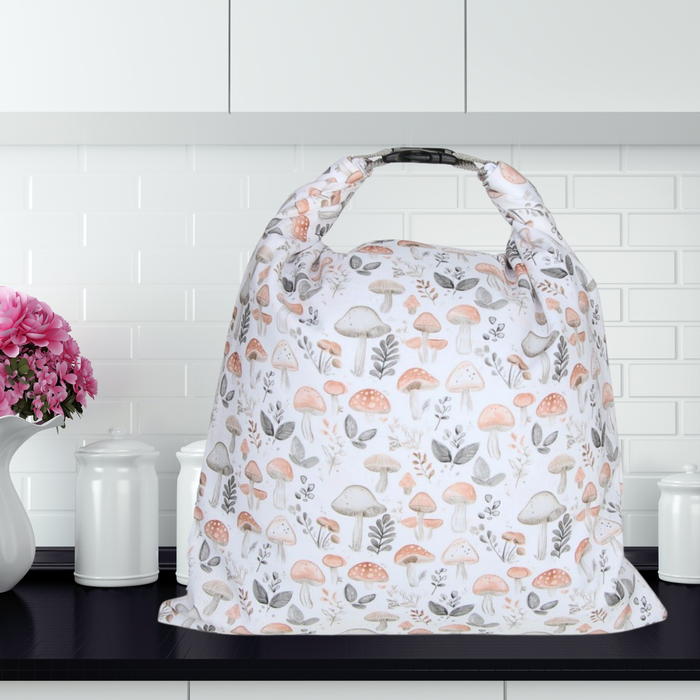 woodland mushroom reusable bread bag for sourdough and bread.