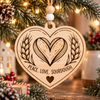 Natural wood Peace Love Sourdough heart Christmas ornament with engraved bread and wheat design
