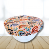 Bright rainbow print reusable bowl cover—perfect for eco-conscious sourdough bakers and KitchenAid mixers.