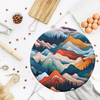 Rocky Mountains print reusable sourdough bowl cover extra large size in earthy neutral tones, fits oval brotforms and large KitchenAid mixer bowls for proofing dough