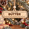 Natural wood salted butter Christmas ornament with engraved tablespoon measurement markings