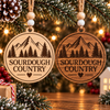Sourdough Bread Country wooden Christmas ornament shown in natural and stained wood finishes