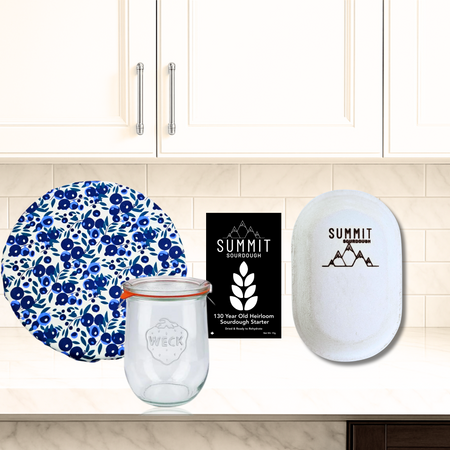 Premium Sourdough Bread Tool Kit with Blueberry Print Bowl Cover for Artisan Loaves