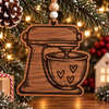 Stained wood KitchenAid inspired mixer Christmas ornament with engraved heart mixing bowl for sourdough bread enthusiasts