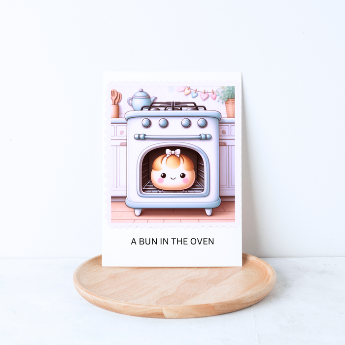Bread Pun Greeting Card by Summit Sourdough - A Bun in the Oven | Funny Pregnancy Announcement Card | Blank Inside