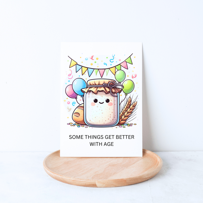 Bread Pun Greeting Card by Summit Sourdough - Some Things Get Better With Age | Blank Inside