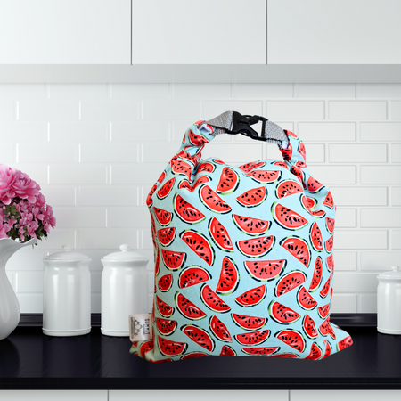 Reusable watermelon print bread bag—eco-conscious storage for homemade sourdough, loaves, and rolls Made in Canada.
