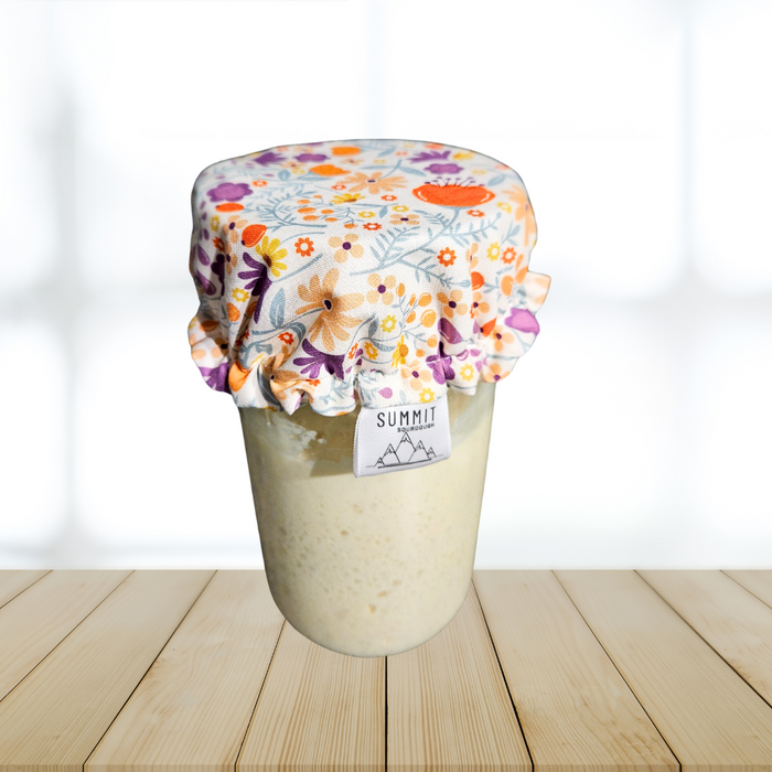 Floral wildflower print jar cover for sourdough starter jar