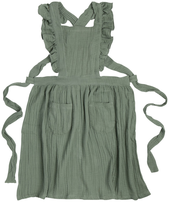 Willow green homesteading apron by Danica Heirloom for baking sourdough bread and cooking