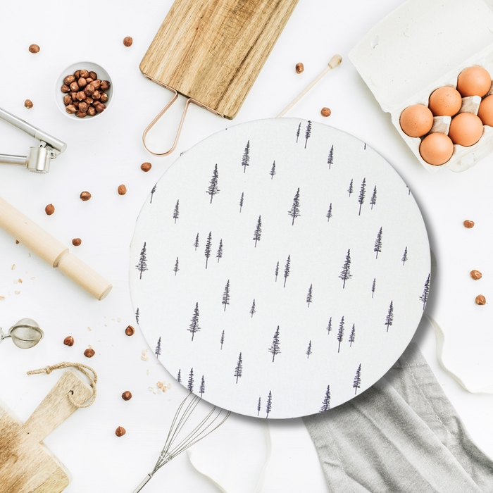 Winter pine print reusable sourdough bowl cover regular size, fits KitchenAid mixer bowls and wood pulp brotforms for proofing dough