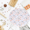Woodland mushroom print reusable sourdough bowl cover with mixed mushrooms and neutral botanical pattern, extra large size fits oval brotforms and large KitchenAid mixer bowls for proofing dough