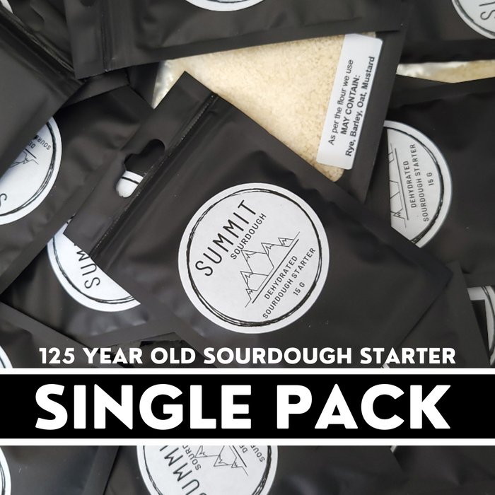 125 year old Summit sourdough starter - single pack in Canada.  Dehydrated sourdough starter single pack made with unbleached flour, ideal for home bakers.